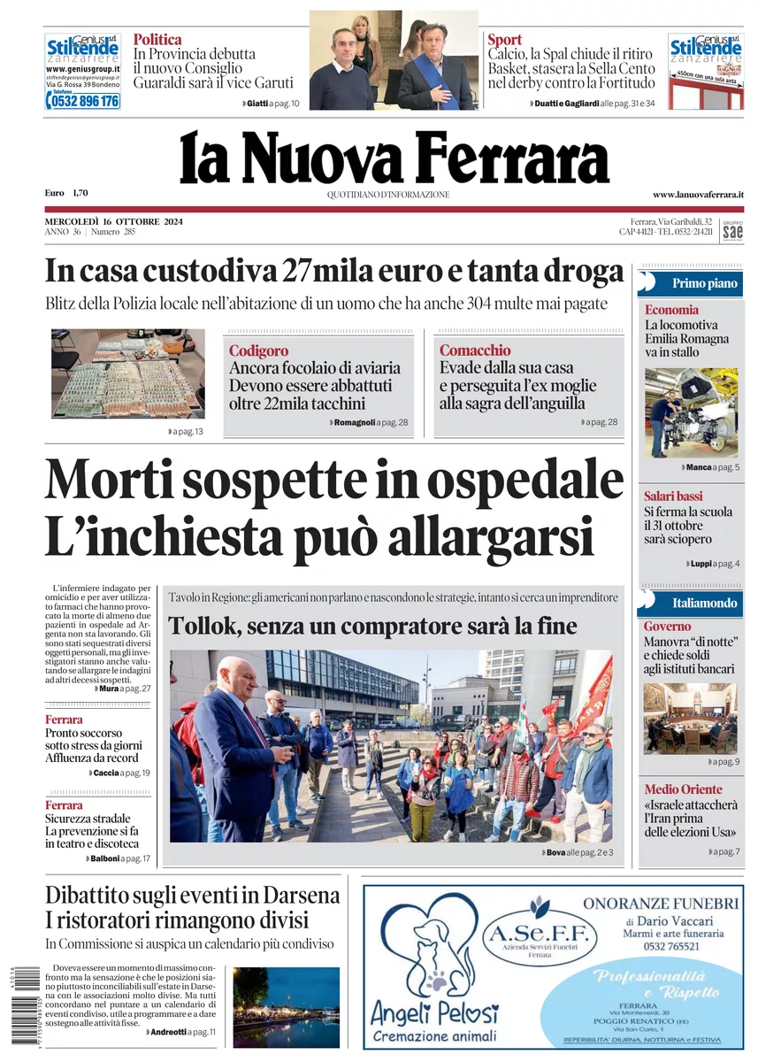 Prima-pagina-nuova ferrara-oggi-edizione-del-2024-10-16